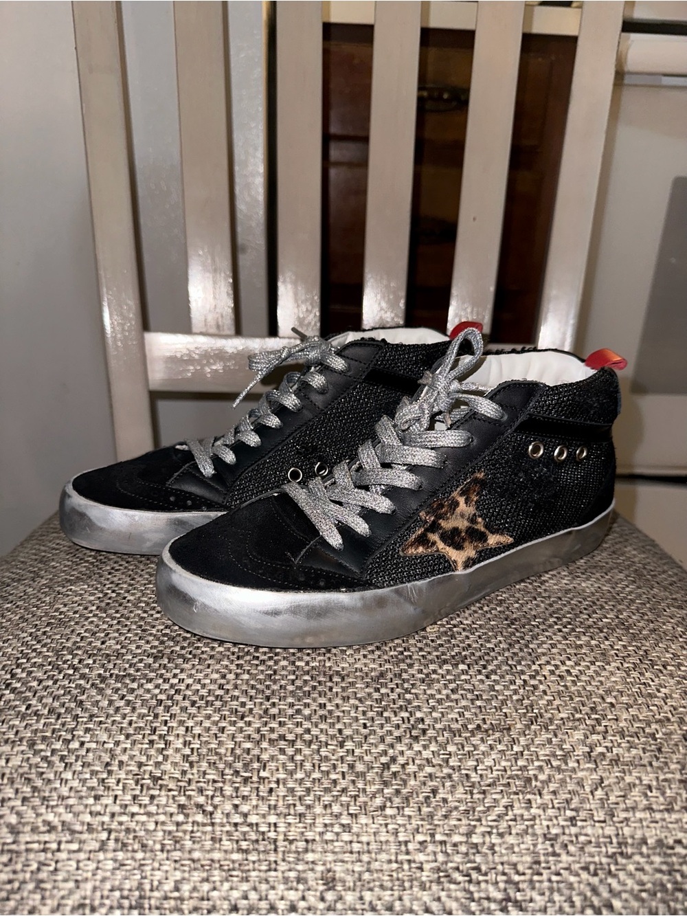 Golden Goose Mid Star Double Quarter Animal Print Sneakers Size 37